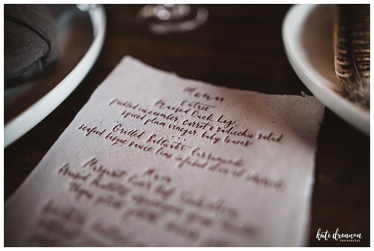 The Little Press Handwritten letterpress wedding menus