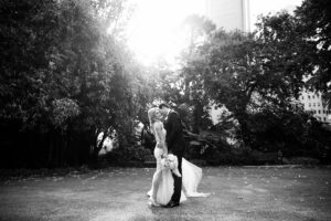 The Flour Factory wedding wearing Pallas Couture