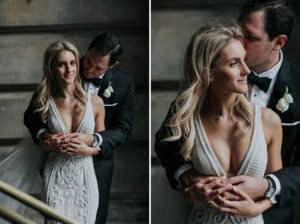 The Flour Factory wedding wearing Pallas Couture