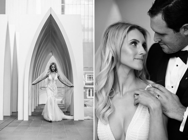 The Flour Factory wedding wearing Pallas Couture